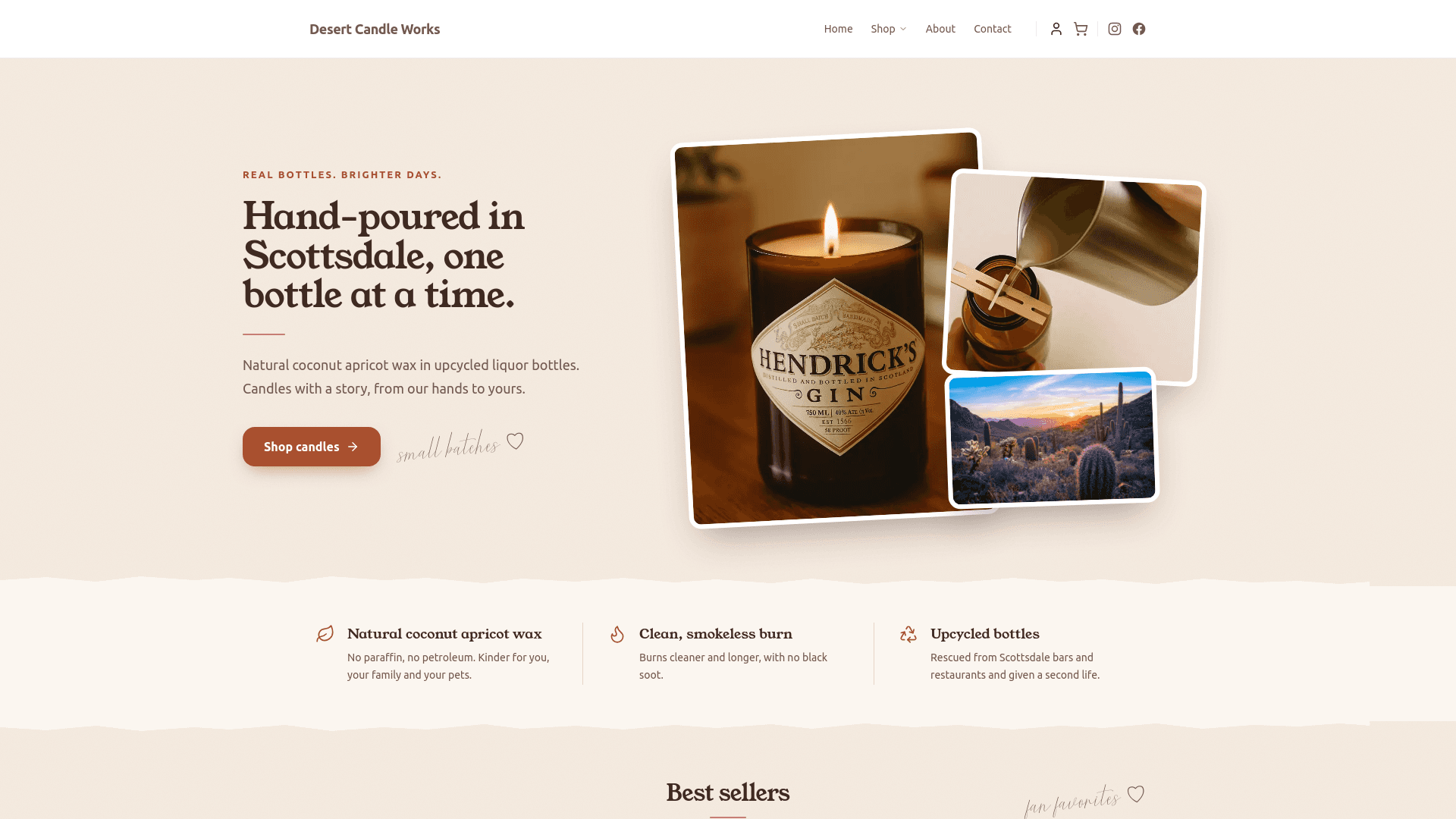Desert Candle Works online store homepage