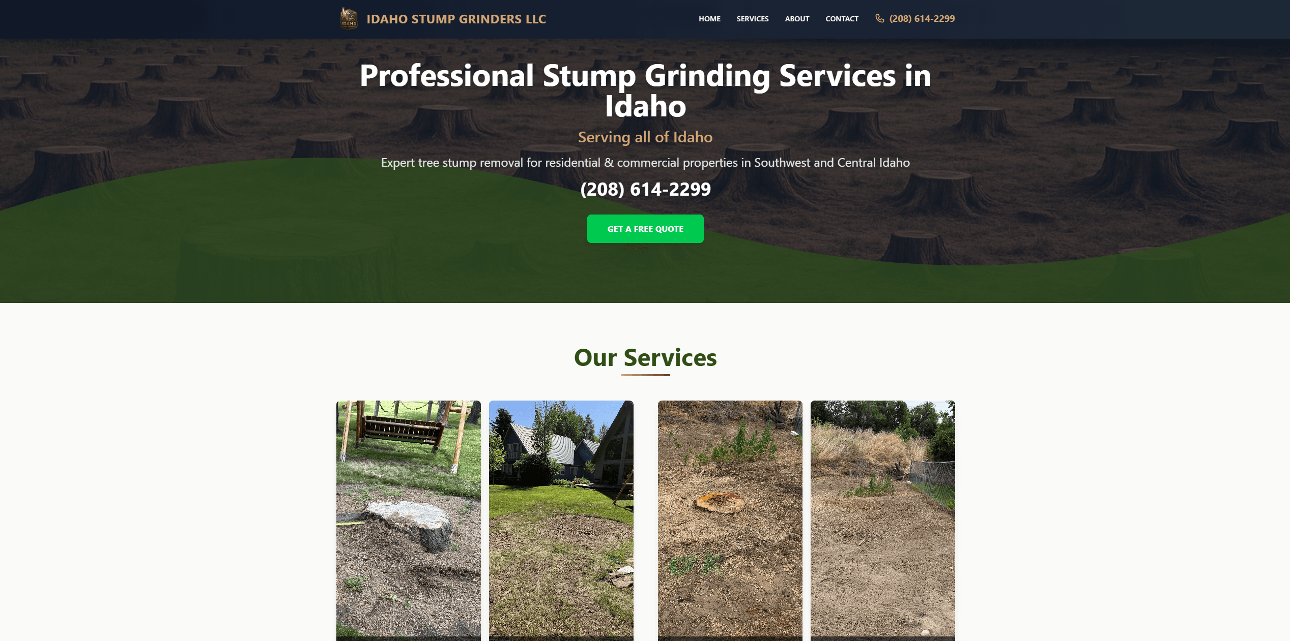 Idaho Stump Grinders website homepage