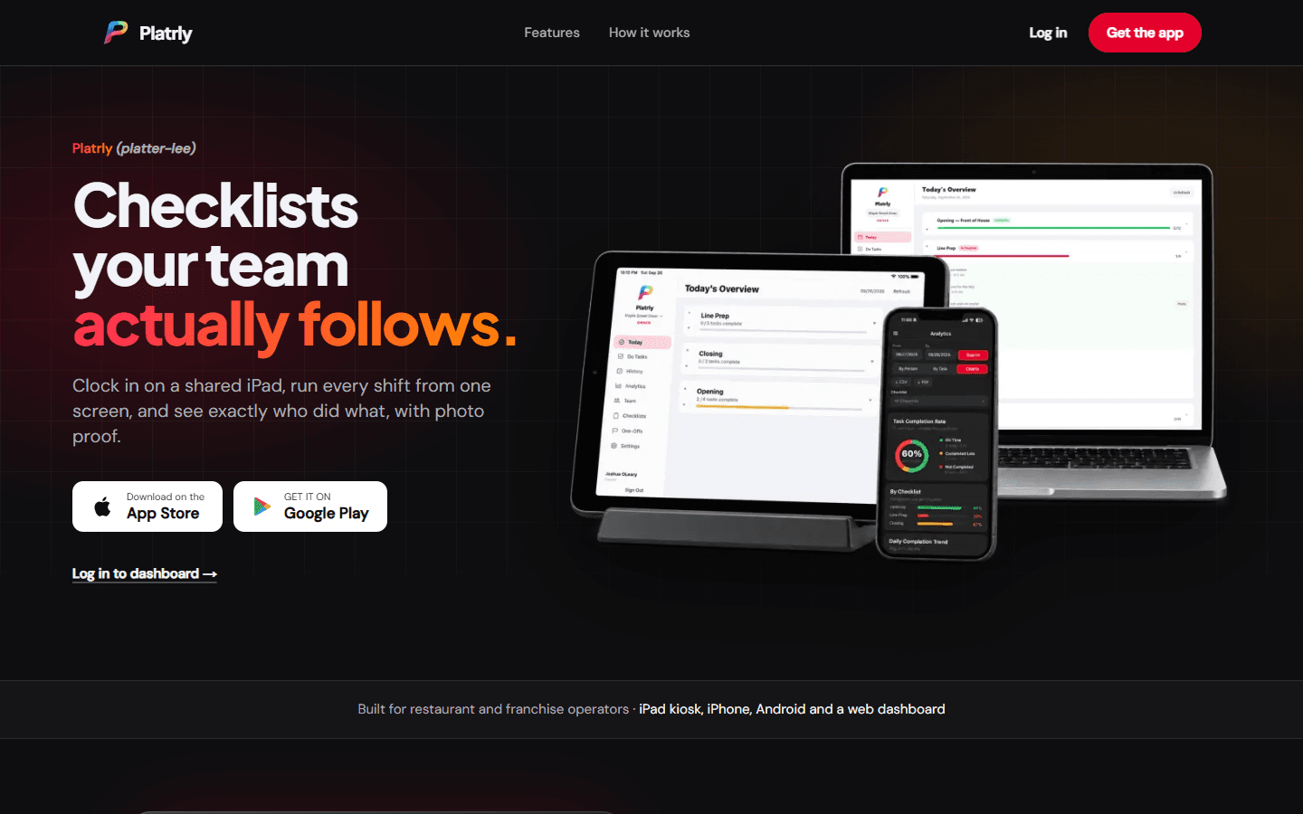 Platrly website homepage